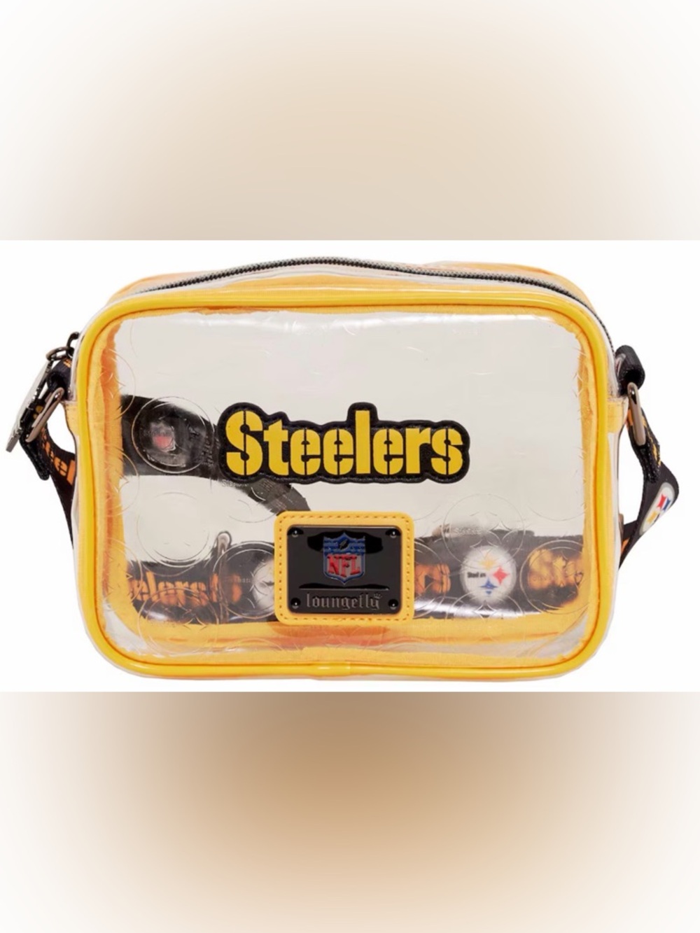 ISO -not selling! Loungefly Pittsburgh Steelers Clear Crossbody Bag Yellow/Black